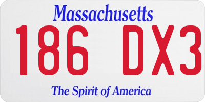 MA license plate 186DX3