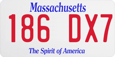 MA license plate 186DX7