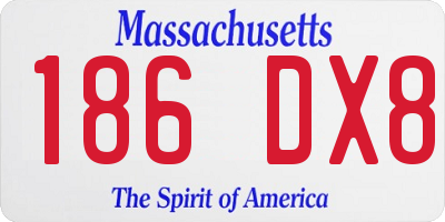 MA license plate 186DX8