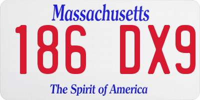 MA license plate 186DX9