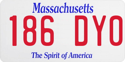 MA license plate 186DY0