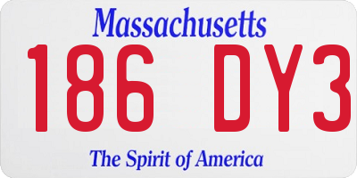 MA license plate 186DY3
