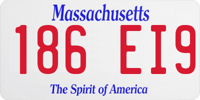 MA license plate 186EI9