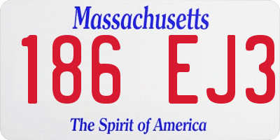 MA license plate 186EJ3