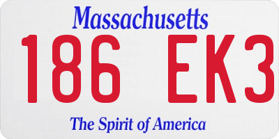 MA license plate 186EK3