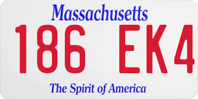 MA license plate 186EK4