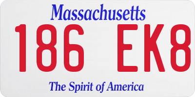 MA license plate 186EK8