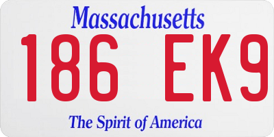 MA license plate 186EK9
