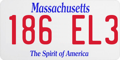 MA license plate 186EL3