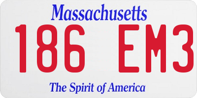 MA license plate 186EM3