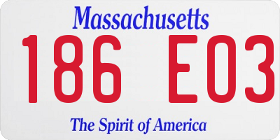 MA license plate 186EO3
