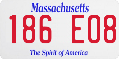 MA license plate 186EO8
