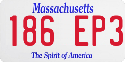 MA license plate 186EP3