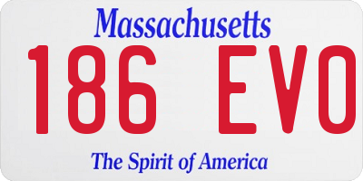 MA license plate 186EV0