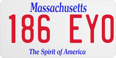 MA license plate 186EY0