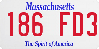 MA license plate 186FD3
