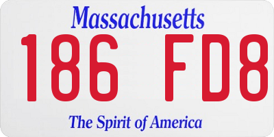 MA license plate 186FD8