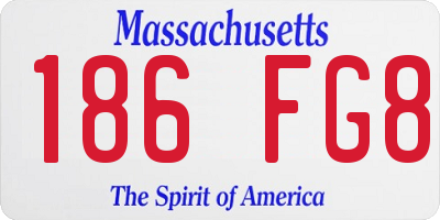 MA license plate 186FG8