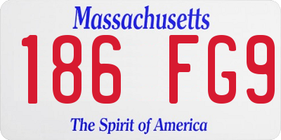 MA license plate 186FG9