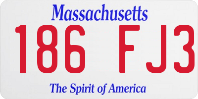 MA license plate 186FJ3
