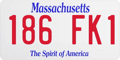 MA license plate 186FK1