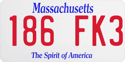 MA license plate 186FK3