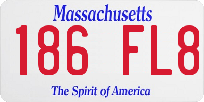 MA license plate 186FL8