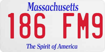 MA license plate 186FM9