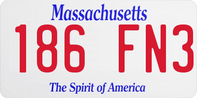 MA license plate 186FN3