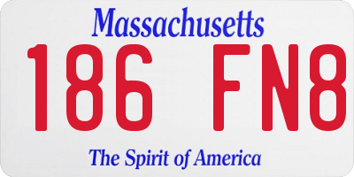 MA license plate 186FN8