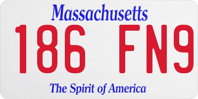 MA license plate 186FN9