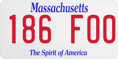 MA license plate 186FO0