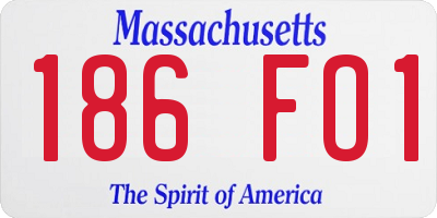 MA license plate 186FO1