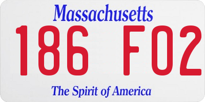 MA license plate 186FO2