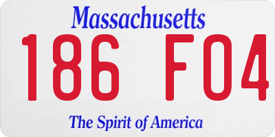 MA license plate 186FO4
