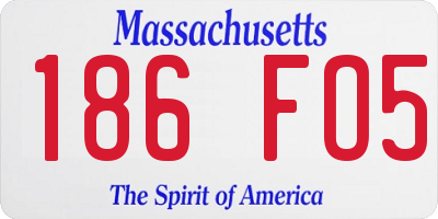MA license plate 186FO5