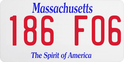 MA license plate 186FO6