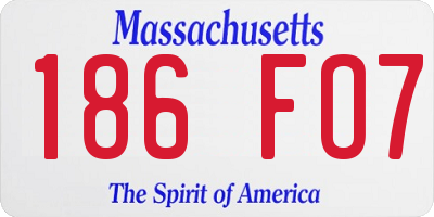 MA license plate 186FO7