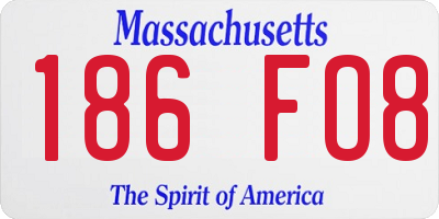 MA license plate 186FO8