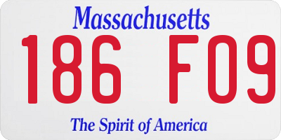 MA license plate 186FO9