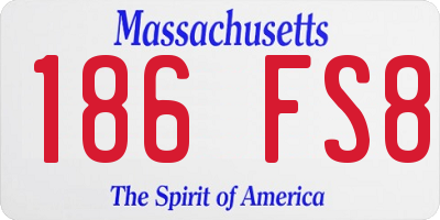 MA license plate 186FS8