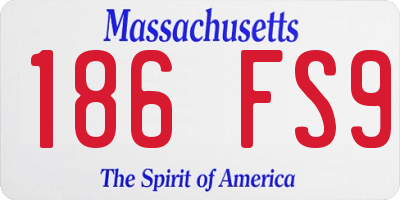 MA license plate 186FS9
