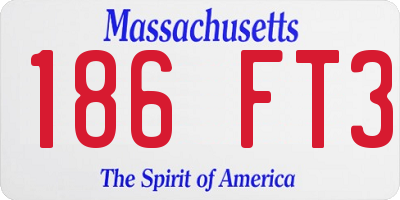 MA license plate 186FT3