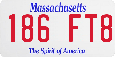 MA license plate 186FT8