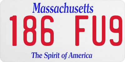 MA license plate 186FU9