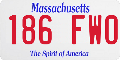 MA license plate 186FW0