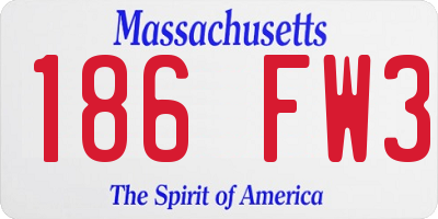 MA license plate 186FW3