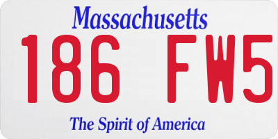 MA license plate 186FW5