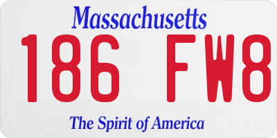 MA license plate 186FW8