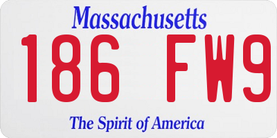 MA license plate 186FW9